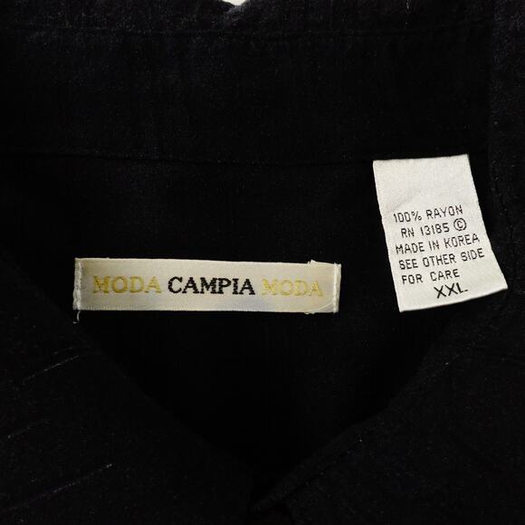 Moda Campia Moda Mens Black Rayon Drinks Palm Tree  Hawaiian Button Shirt XXL - Picture 6 of 8